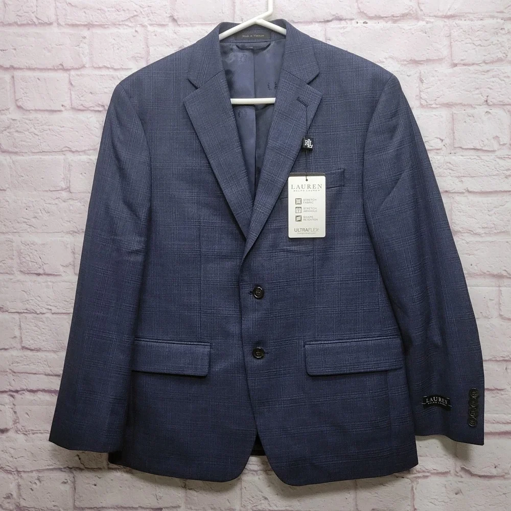 NEW Lauren Ralph Lauren Plaid Ultraflex Blazer Mens 39S Preppy Stretch Classic